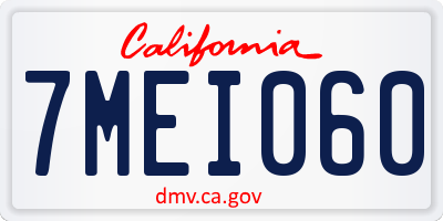 CA license plate 7MEI060
