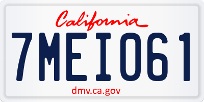 CA license plate 7MEI061