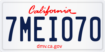 CA license plate 7MEI070