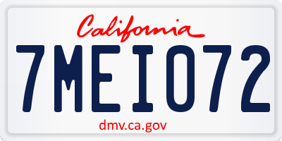 CA license plate 7MEI072