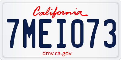 CA license plate 7MEI073