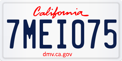 CA license plate 7MEI075