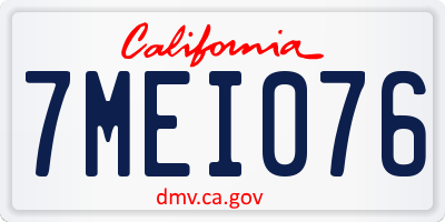 CA license plate 7MEI076
