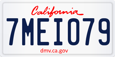 CA license plate 7MEI079