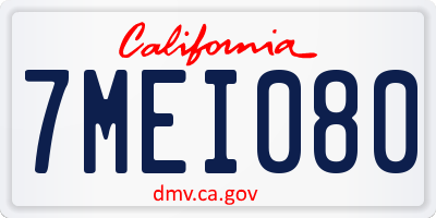 CA license plate 7MEI080