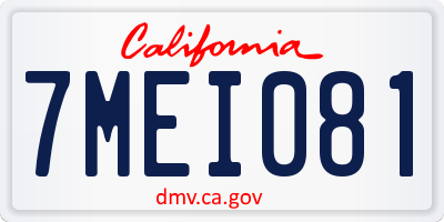 CA license plate 7MEI081