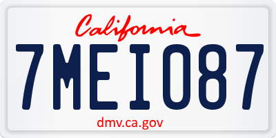 CA license plate 7MEI087