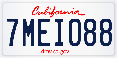 CA license plate 7MEI088