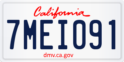 CA license plate 7MEI091