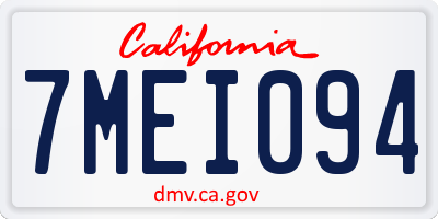 CA license plate 7MEI094