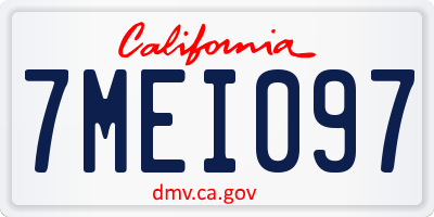 CA license plate 7MEI097