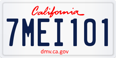 CA license plate 7MEI101