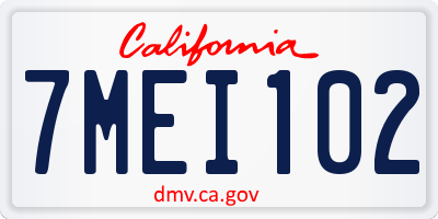 CA license plate 7MEI102