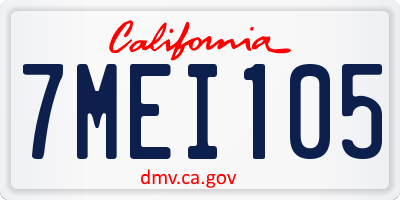 CA license plate 7MEI105