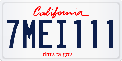CA license plate 7MEI111