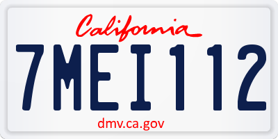 CA license plate 7MEI112
