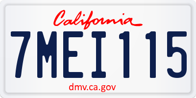 CA license plate 7MEI115