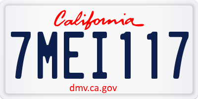 CA license plate 7MEI117