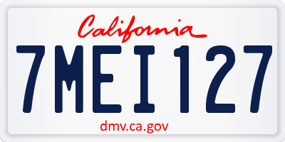 CA license plate 7MEI127