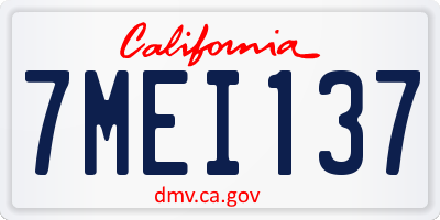 CA license plate 7MEI137