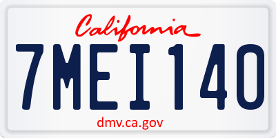 CA license plate 7MEI140