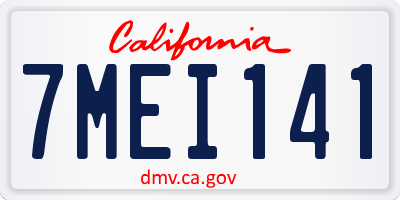 CA license plate 7MEI141