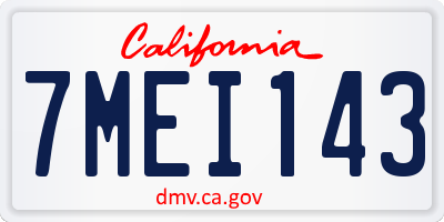 CA license plate 7MEI143