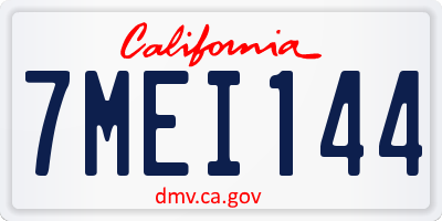 CA license plate 7MEI144