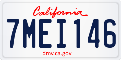 CA license plate 7MEI146