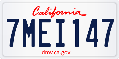 CA license plate 7MEI147