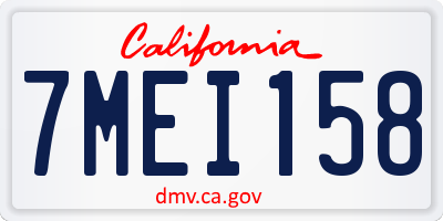 CA license plate 7MEI158