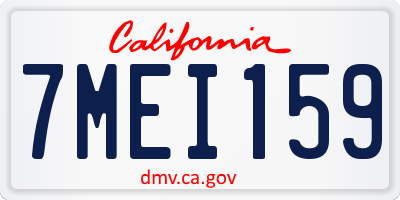 CA license plate 7MEI159