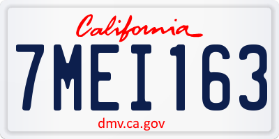 CA license plate 7MEI163