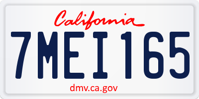 CA license plate 7MEI165