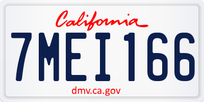 CA license plate 7MEI166