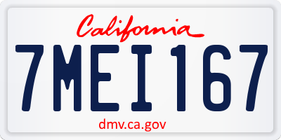 CA license plate 7MEI167