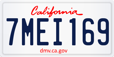 CA license plate 7MEI169