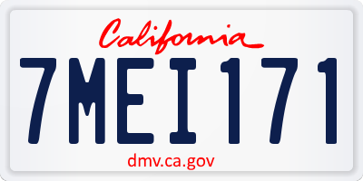 CA license plate 7MEI171
