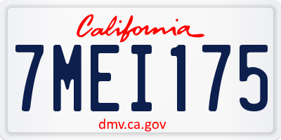 CA license plate 7MEI175