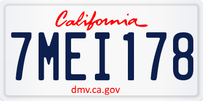 CA license plate 7MEI178