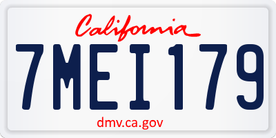 CA license plate 7MEI179