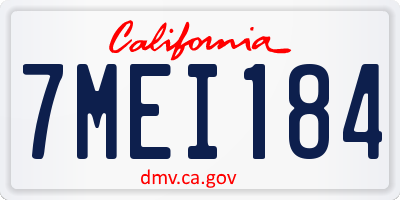 CA license plate 7MEI184