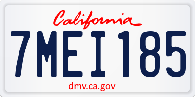 CA license plate 7MEI185
