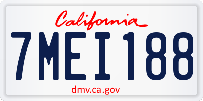 CA license plate 7MEI188