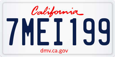 CA license plate 7MEI199