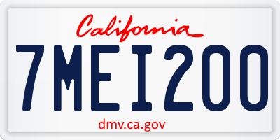 CA license plate 7MEI200