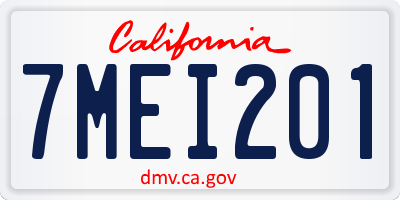 CA license plate 7MEI201