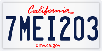 CA license plate 7MEI203