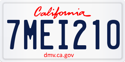 CA license plate 7MEI210