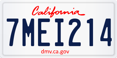 CA license plate 7MEI214